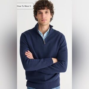 J. Crew navy blue half zip Cashmere blend men’s sweater size large.  EUC